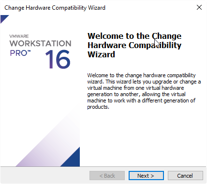 Change hardware workstation wizard