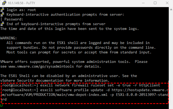 use command line to upgrade to esxi 8