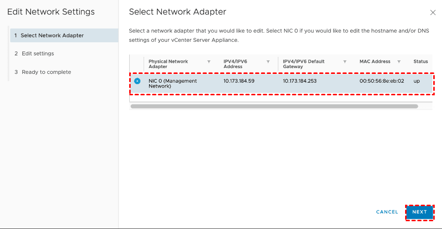 select network adapter