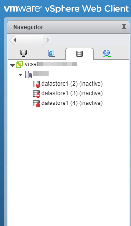 vCenter inactive datastore