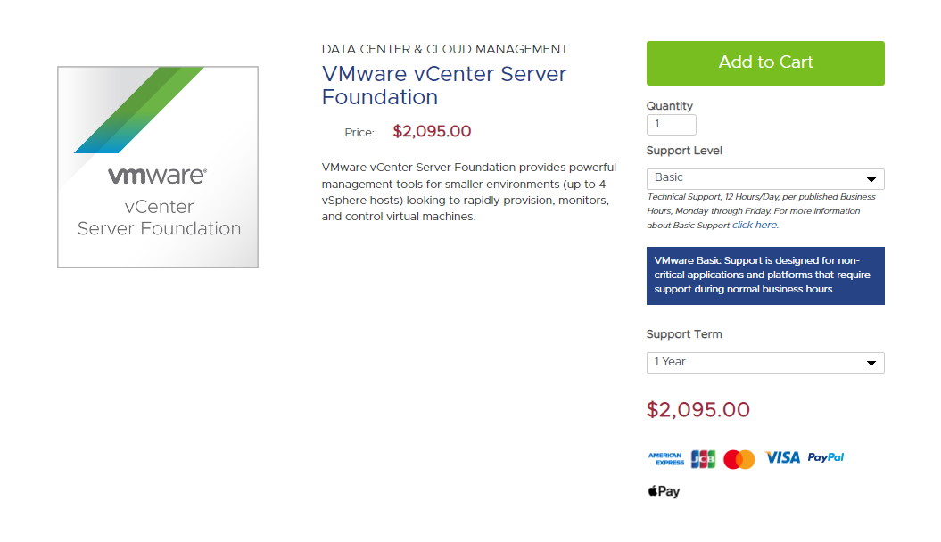 vCenter Server Foundation price