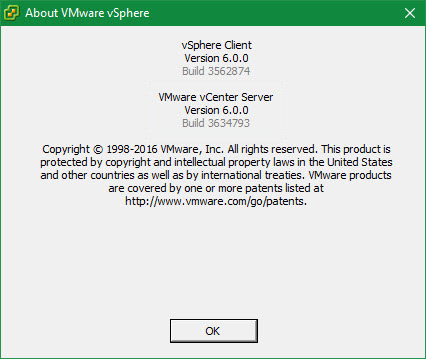 vSphere Client About VMware vSphere