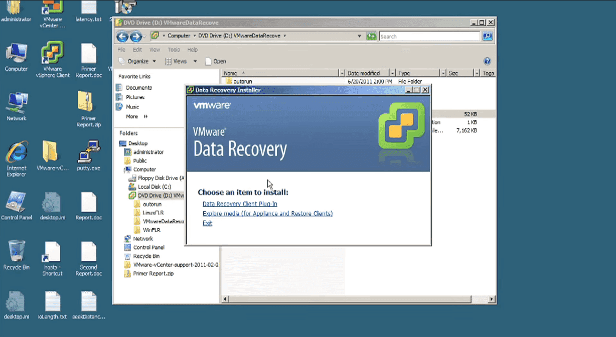 Install VMware Data Recovery plug-in