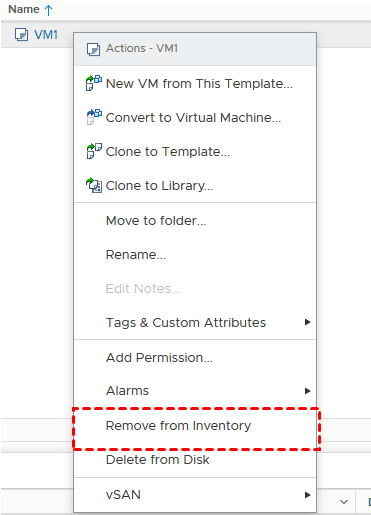 remove VM Template from Inventory