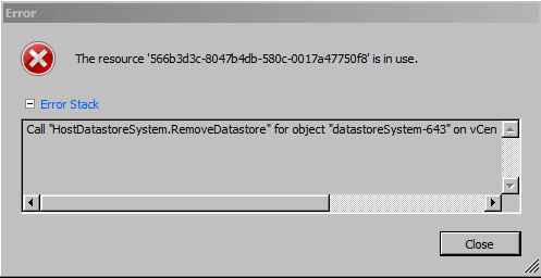 VMware datastore in use cannot delete