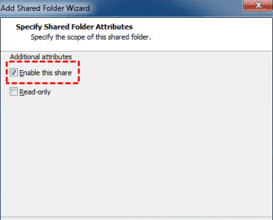 specify shared folder attributes