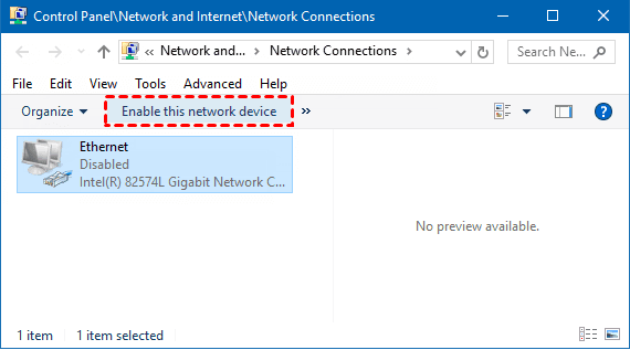enable network adapter