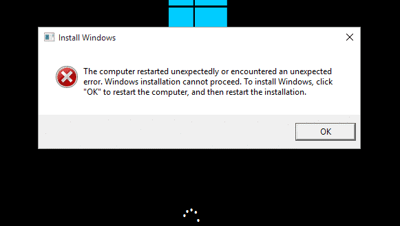 error: vmware the computer restarted unexpectedly