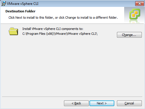 Destination folder to install vSphere CLI