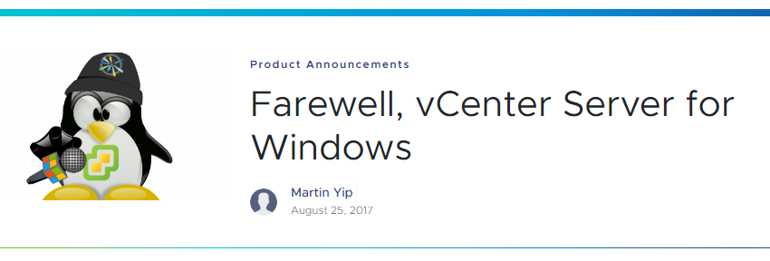 vCenter Server for Windows EOL