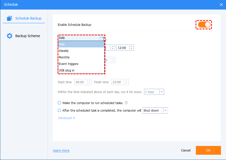  Configuración de programación