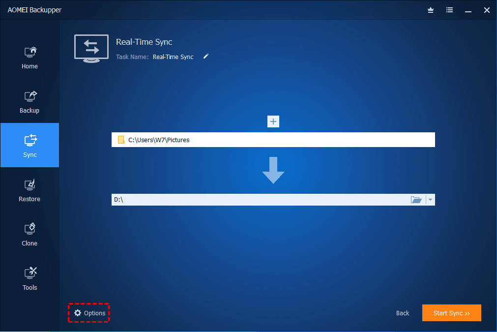 Real Time Sync Options