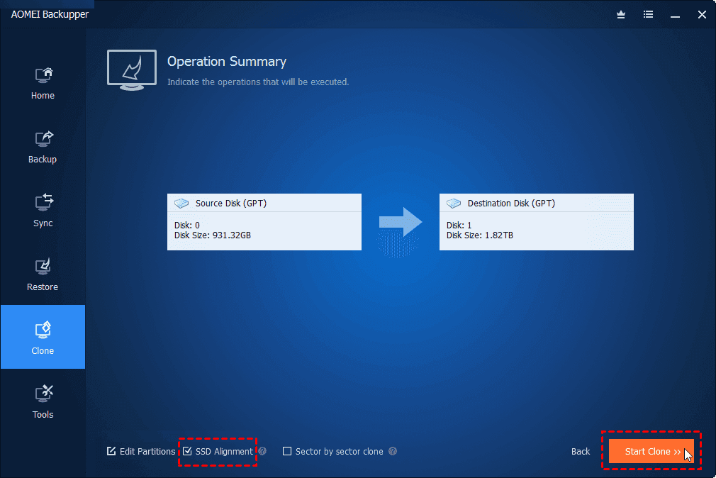 Clone All Partition to SSD
