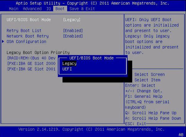 BIOS legacy a UEFI