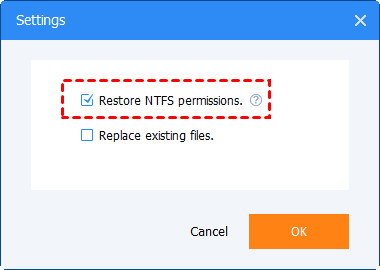 File Restore Settings