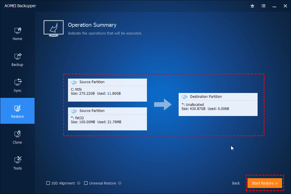 Preview Restore To Other Location