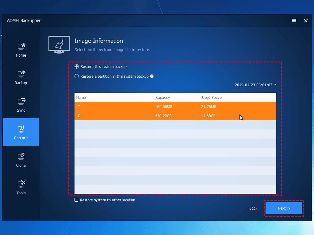 Restore This System Image Backup