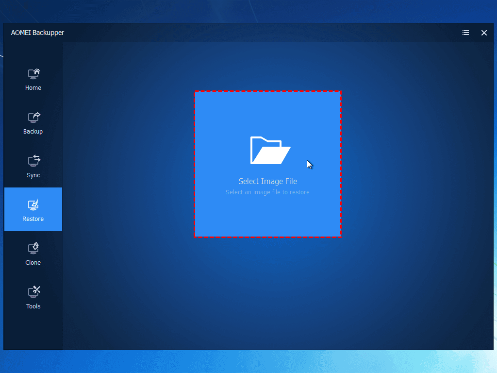 Select Windows 10 System Image File