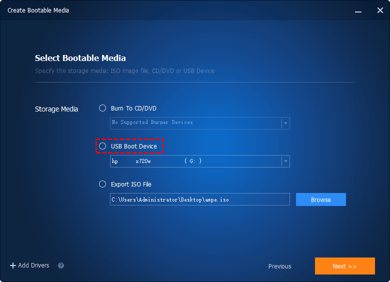 Choose Bootable Media