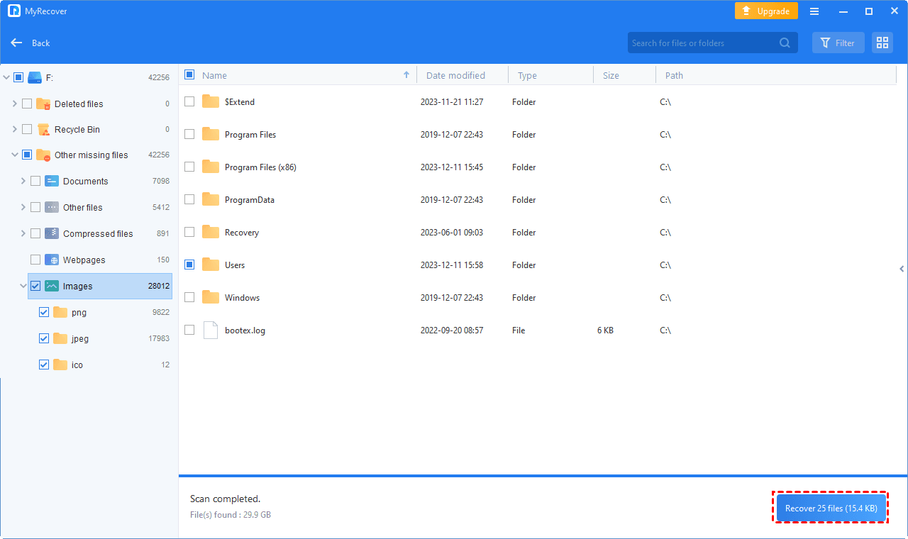 Select Files To Recover External Hard Drive
