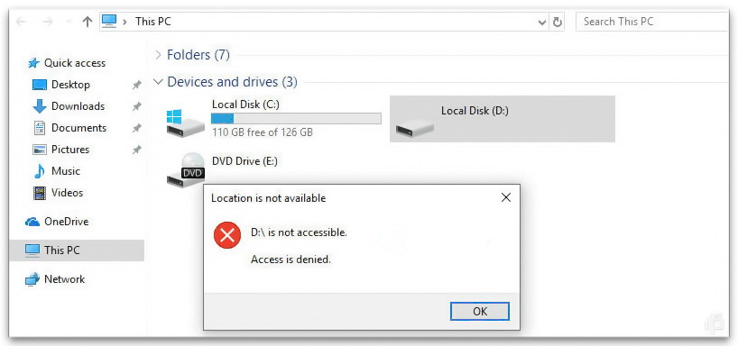 D Drive Is Not Accessible Access Is Denied