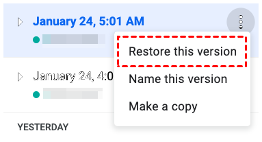google drive restore version history