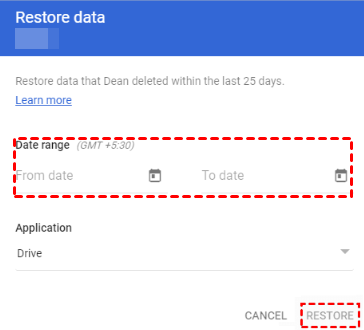 Specify Date Range Click Restore
