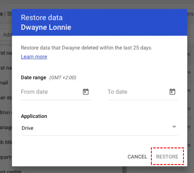Google Select Date Range
