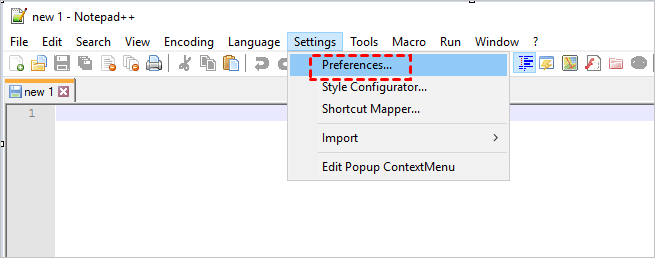 Notepad Settings Preference
