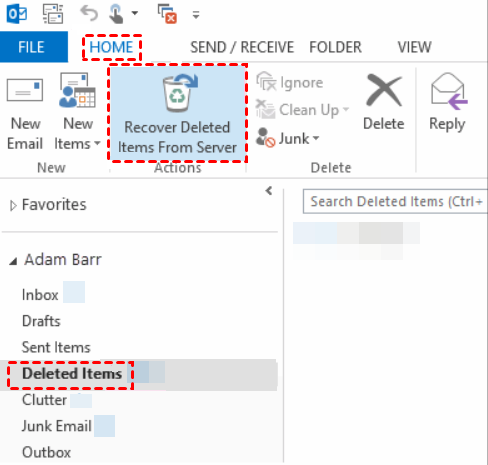 Outlook Deleted Items Home Recover