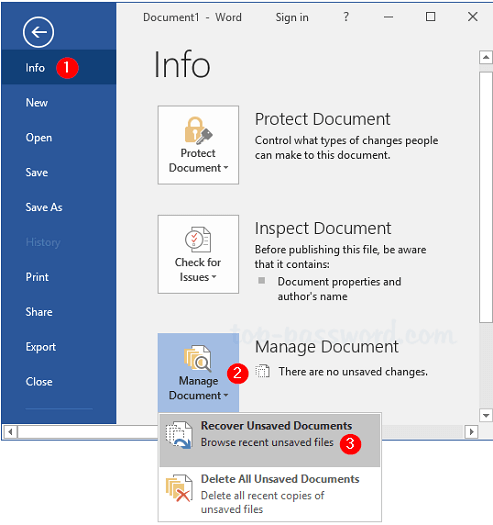 Recover Unsaved Documents Word