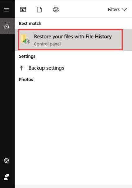 Restore Files in File History