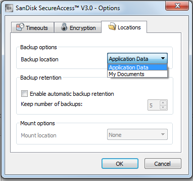 Secure Access Backup Location