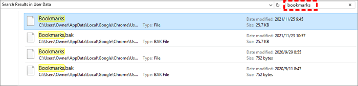 Search Bookmarks Files