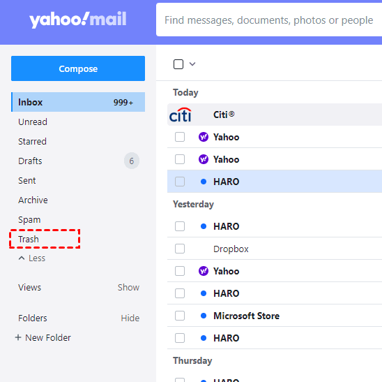 Yahoo Trash