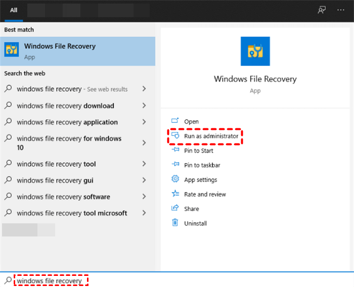 Windows File Recovery Run As Adminstrator