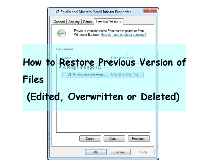 Restore Previous Version of Files