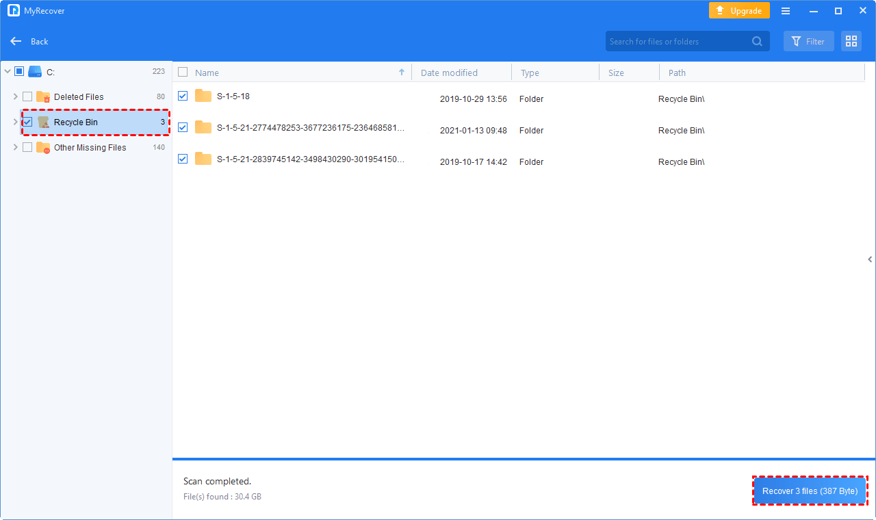 Restore Files from Recyle Bin after Empty