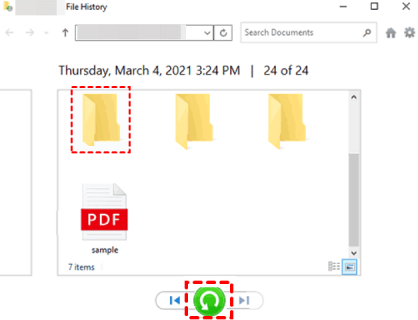 Recover Deleted Folders via File History