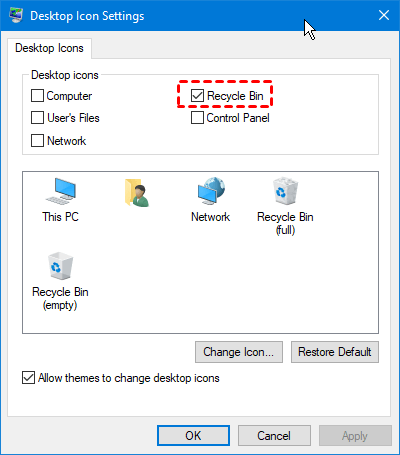 Desktop Icon Settings Recycle Bin