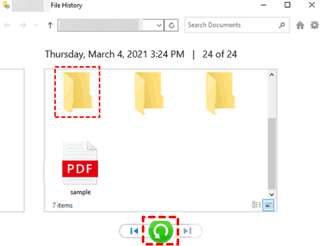 File History Folders Restore