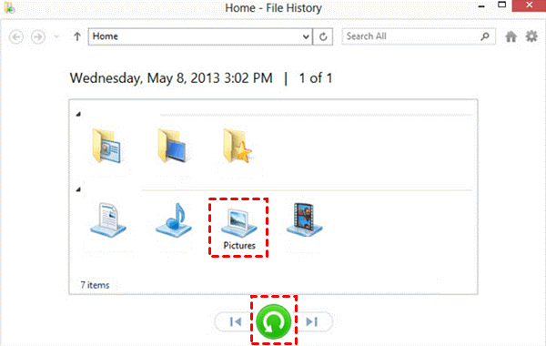 file history restore jpg