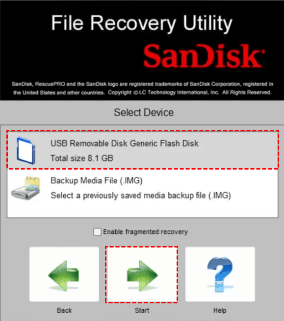 Start SanDisk Extreme Pro Recovery