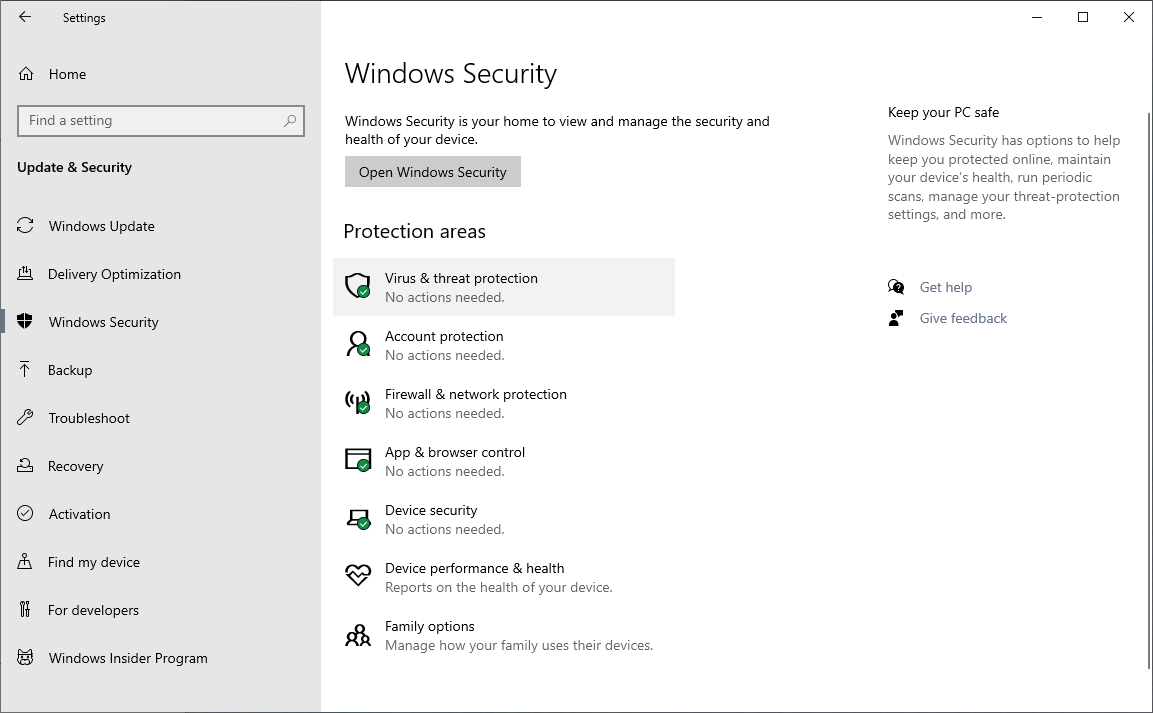 Windows Security Virus And Threat Protection