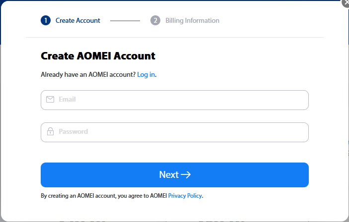 Create AOMEI Account