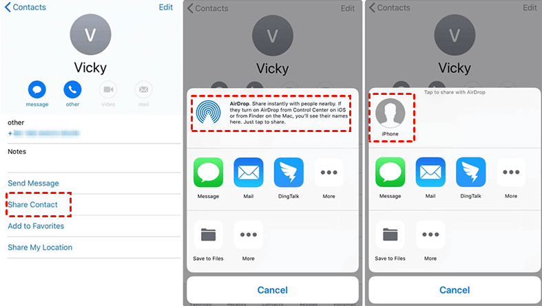 AirDrop Contacts from iPhone to iPhone