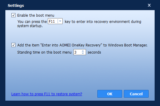 Enable F11 or A Key to Perform Lenovo System Recovery