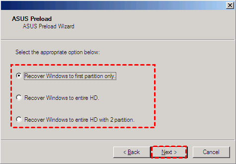 Recover Windows to First Partition Only