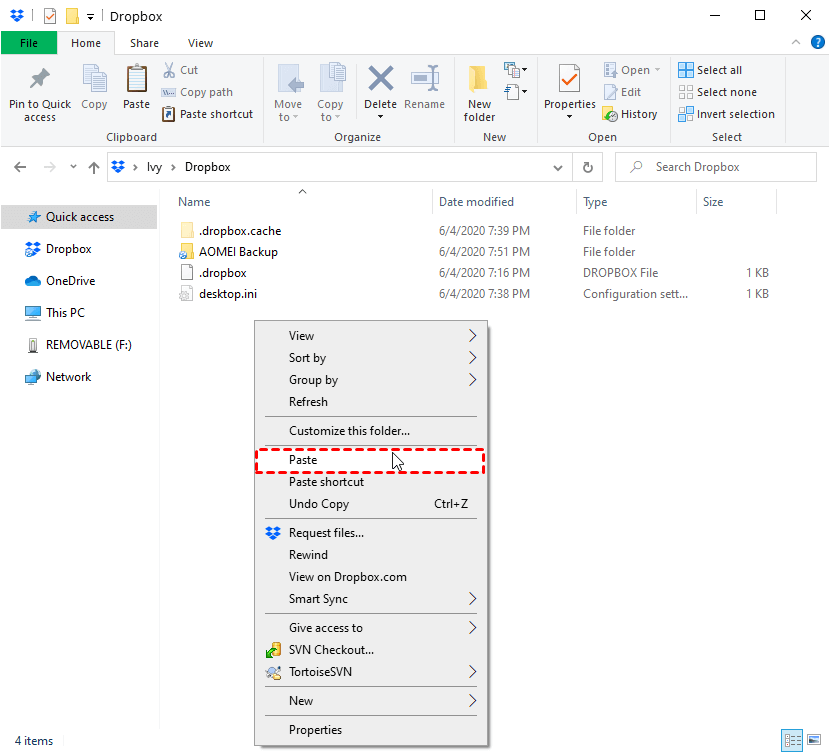 Copy Paste Local Folder to Dropbox