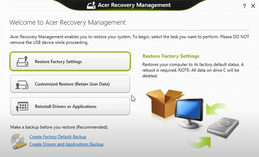 Acer Recovery Management Win8